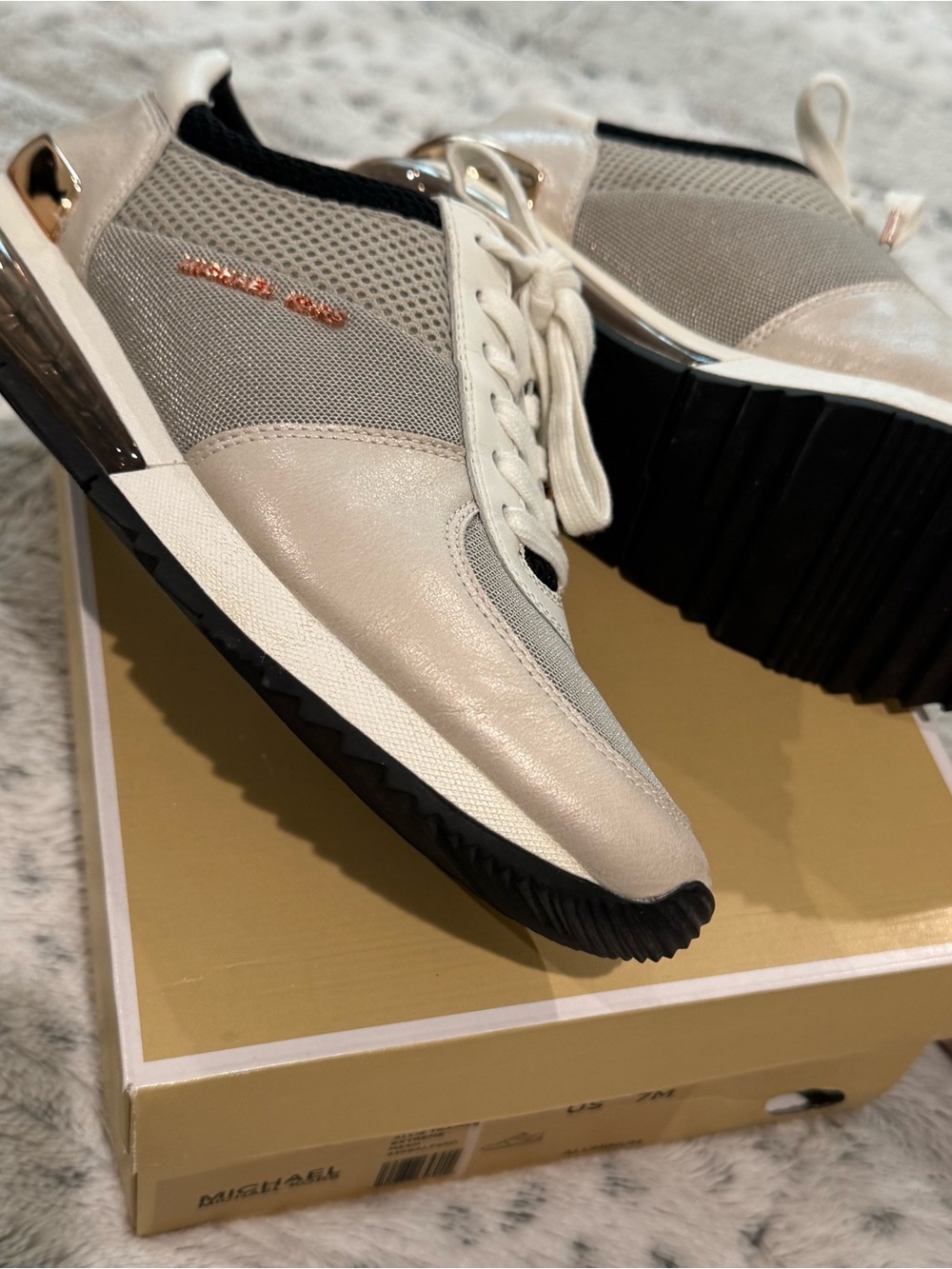 Michael Kors Men’s Ivory, Gray & Black Runner Sneakers